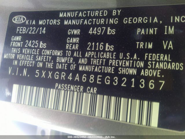 5XXGR4A68EG321367 KIA Optima Sx Turbo