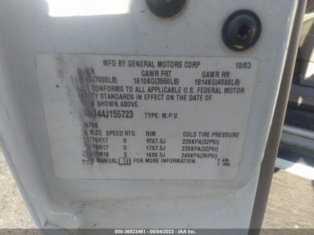 2004 GMC YUKON DENALI VIN: 1GKEK63U44J155723