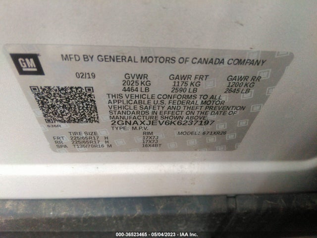 Chevrolet EQUINOX LT 2019 2GNAXJEV6K6237197 Image 9