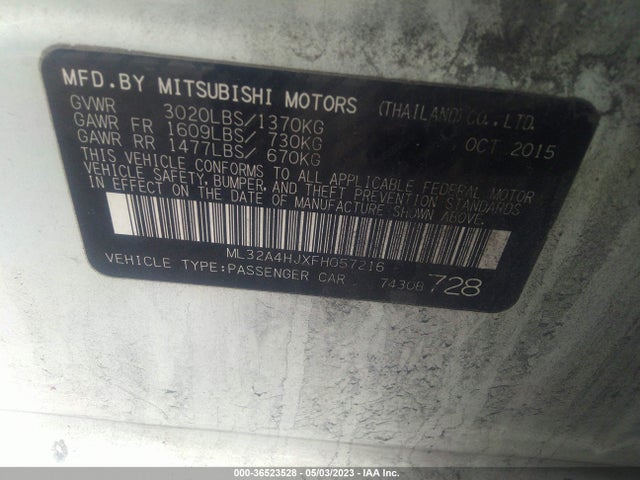 ML32A4HJXFH057216 Mitsubishi Mirage Es/rf