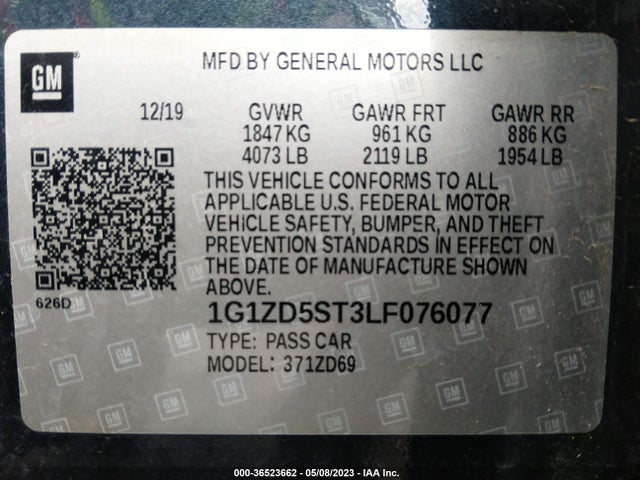 Chevrolet MALIBU LT 2020 1G1ZD5ST3LF076077 Image 9