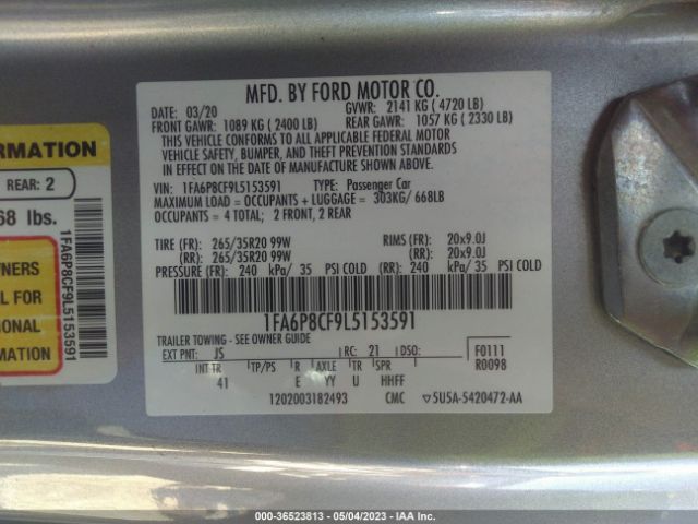 1FA6P8CF9L5153591 Ford MUSTANG GT