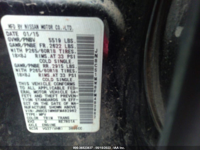 2015 Infiniti QX70, VIN: JN8CS1MW8FM482962