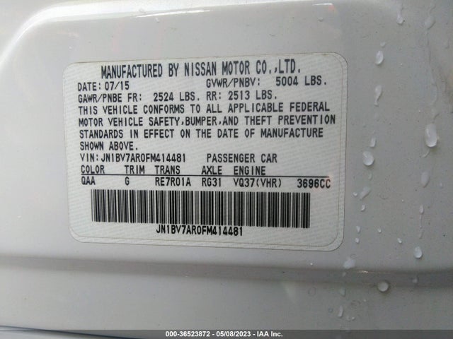 2015 INFINITI Q50 PREMIUM VIN: JN1BV7AR0FM414481
