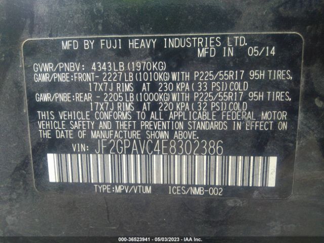 JF2GPAVC4E8302386 Subaru Xv Crosstrek Premium