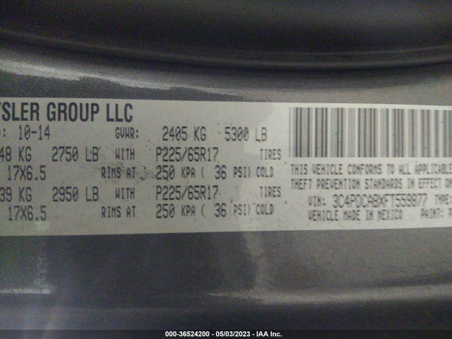 Dodge JOURNEY SE 2015 3C4PDCABXFT559877 Image 9