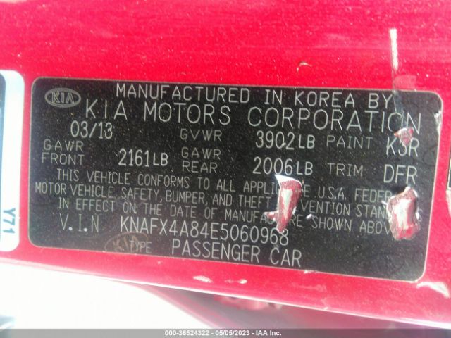 KNAFX4A84E5060968 KIA FORTE EX