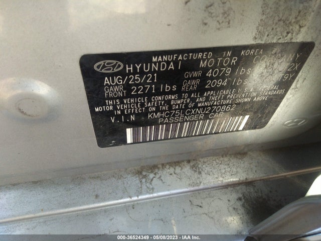 2022 Hyundai Ioniq, VIN: KMHC75LCXNU270862