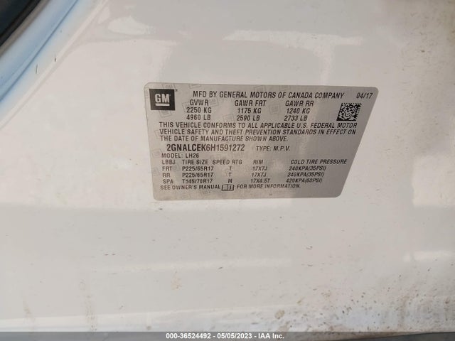 Chevrolet EQUINOX LT 2017 2GNALCEK6H1591272 Image 10