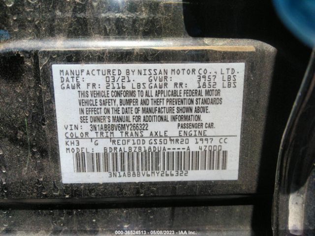 3N1AB8BV6MY266322 Nissan SENTRA S