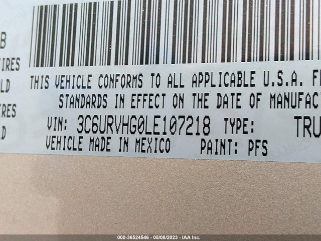 3C6URVHG0LE107218 RAM Promaster Cargo Van
