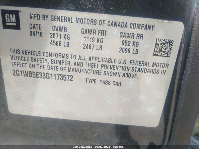 Chevrolet Impala Limited Lt 2016 2G1WB5E33G1173572 Image 11