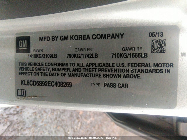 Chevrolet Spark Lt 2014 KL8CD6S92EC408269 Image 10