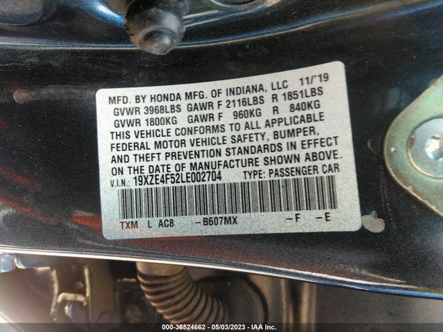Honda INSIGHT EX 2020 19XZE4F52LE002704 Image 9
