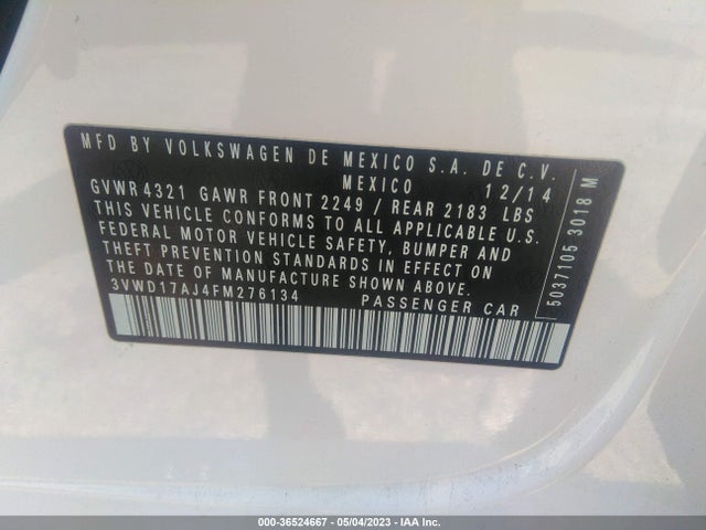 3VWD17AJ4FM276134 Volkswagen Jetta Sedan 1.8t Se W/connectivity