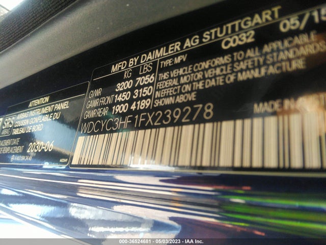 2015 Mercedes-Benz G-Class, VIN: WDCYC3HF1FX239278