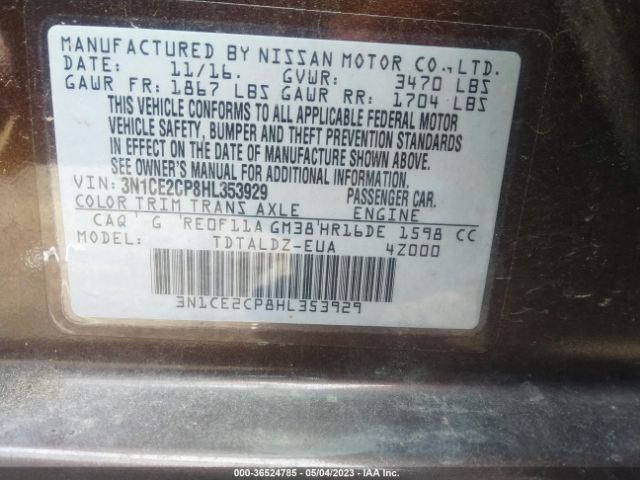 3N1CE2CP8HL353929 Nissan Versa Note Sv