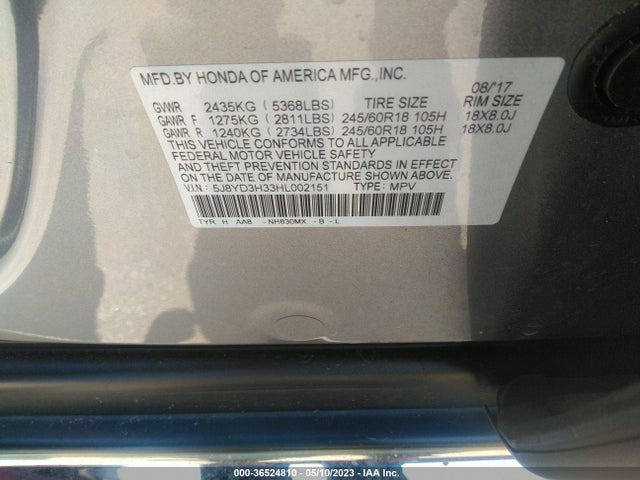 Acura MDX 2017 5J8YD3H33HL002151 Image 9