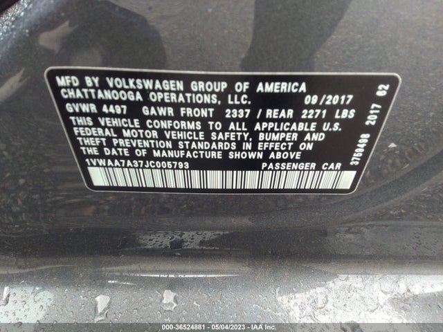 1VWAA7A37JC005793 Volkswagen Passat 2.0t S/r-line