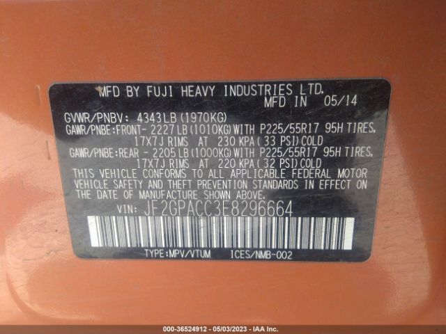 JF2GPACC3E8296664 Subaru Xv Crosstrek Premium