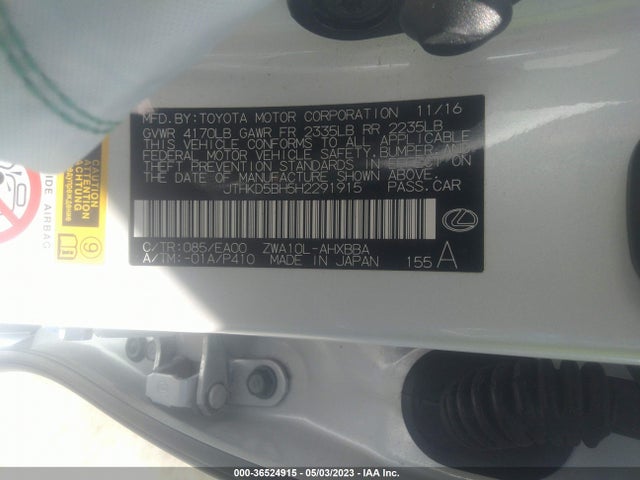 JTHKD5BH5H2291915 Lexus Ct Ct 200h