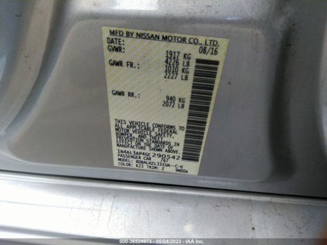 1N4AL3AP4GC290542 Nissan Altima 2.5 Sr