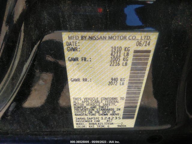 1N4AL3AP1FC124235 Nissan Altima 2.5 Sv