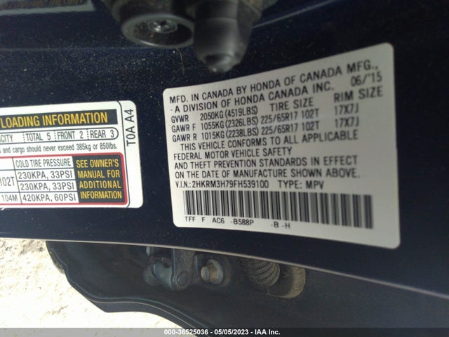 Honda Cr-v Ex-l 2015 2HKRM3H79FH539100 Image 8