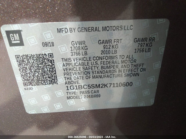 Chevrolet CRUZE LS 2019 1G1BC5SM2K7110600 Image 9