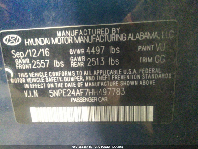 Hyundai SONATA SE 2017 5NPE24AF7HH497783 Image 10