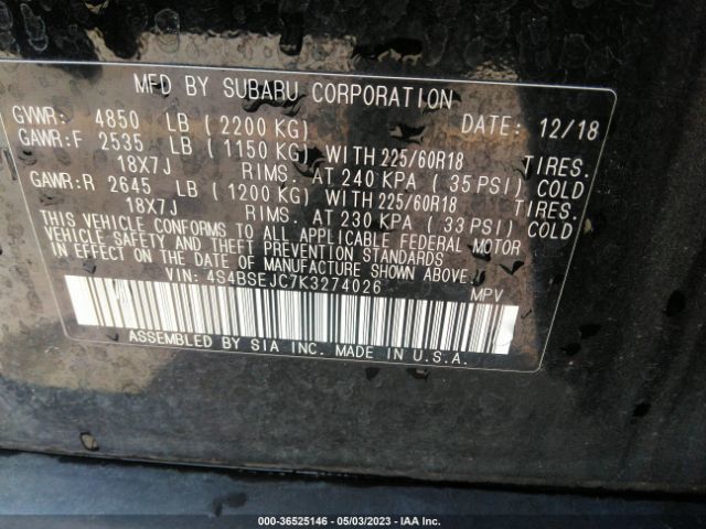 4S4BSEJC7K3274026 Subaru Outback Limited