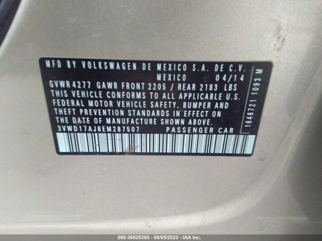 3VWD17AJ8EM287507 Volkswagen Jetta Sedan Se