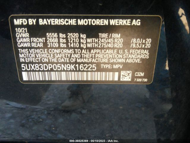 5UX83DP05N9K16225 BMW X3 M40i