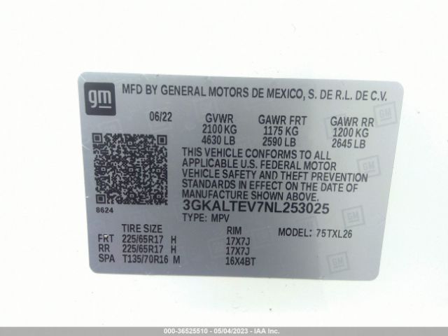3GKALTEV7NL253025 GMC Terrain Sle