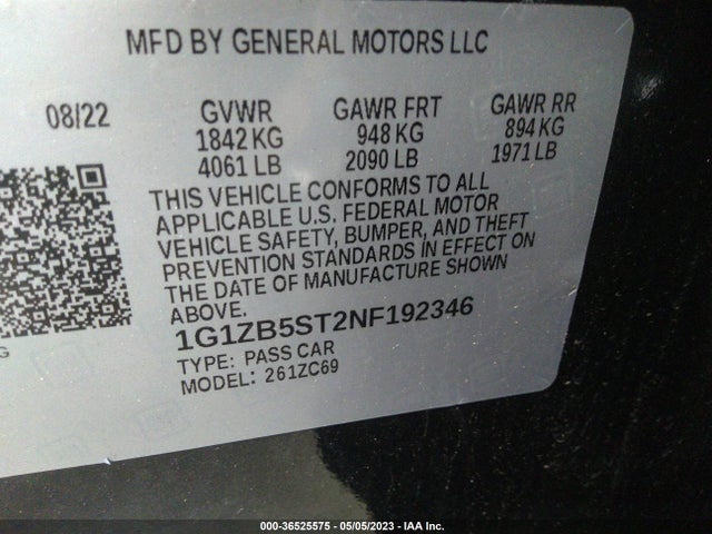 Chevrolet MALIBU LS 2022 1G1ZB5ST2NF192346 Image 11