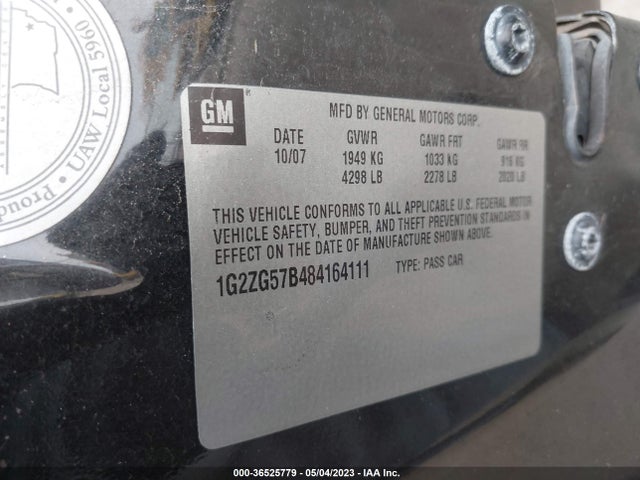 2008 PONTIAC G6 VIN: 1G2ZG57B484164111