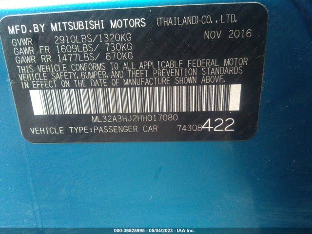 ML32A3HJ2HH017080 Mitsubishi MIRAGE ES