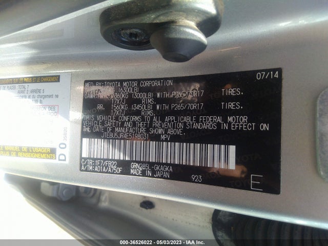 Toyota 4runner Limited/trail/sr5 2014 JTEBU5JR4E5198031 Image 10