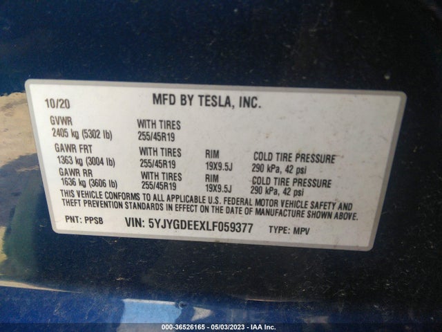 5YJYGDEEXLF059377 Tesla Model Y