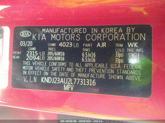 KNDJ23AU2L7731316 KIA SOUL LX