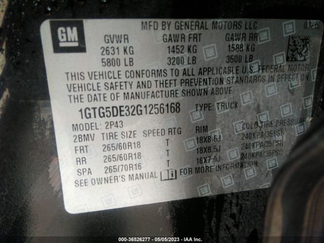 1GTG5DE32G1256168 GMC Canyon 2wd Slt
