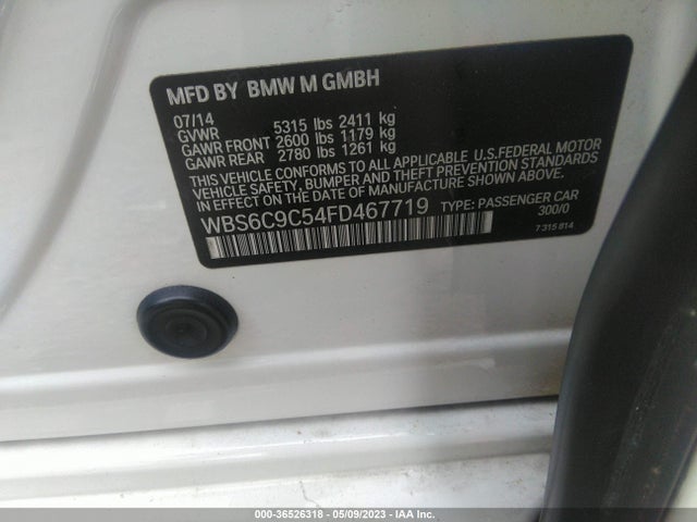 2015 BMW M6, VIN: WBS6C9C54FD467719