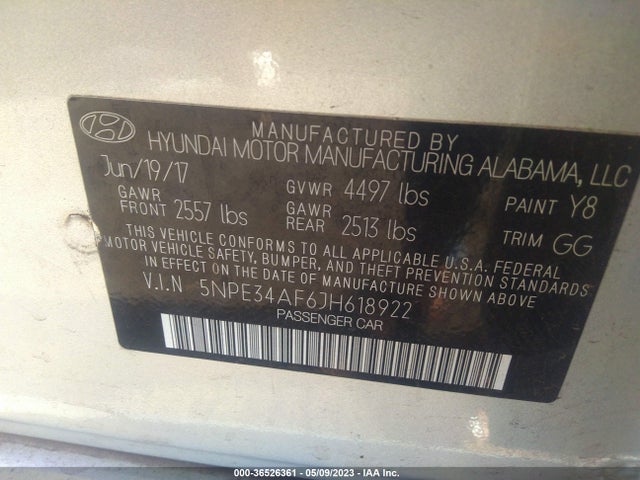 Hyundai SONATA SEL 2018 5NPE34AF6JH618922 Image 10