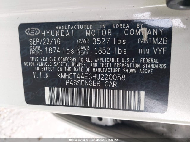 Hyundai ACCENT SE 2017 KMHCT4AE3HU220058 Image 9