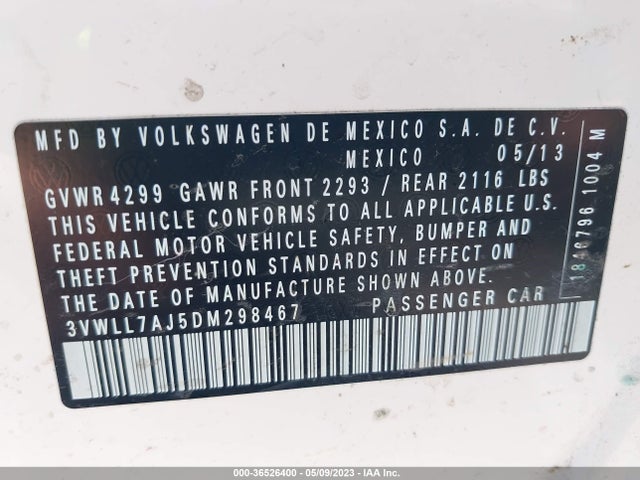 2013 VOLKSWAGEN JETTA SEDAN TDI VIN: 3VWLL7AJ5DM298467