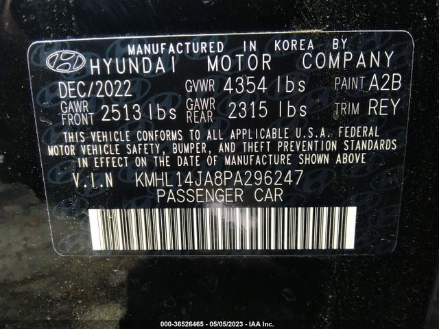 2023 HYUNDAI SONATA SEL VIN: KMHL14JA8PA296247
