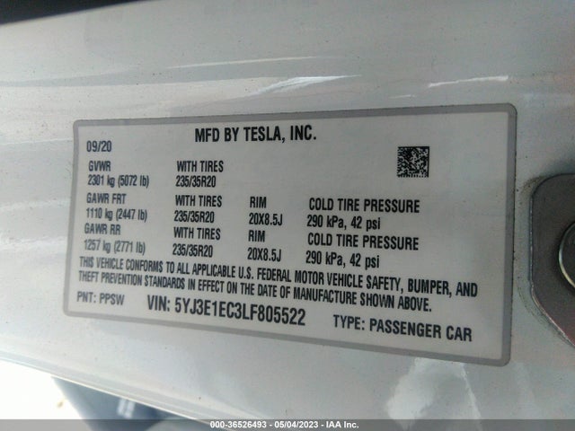 Tesla Model 3 Performance 2020 5YJ3E1EC3LF805522 Image 10