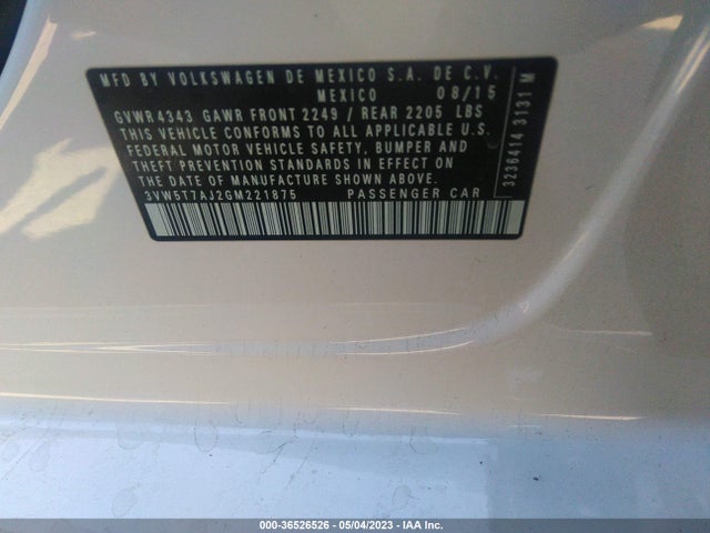 3VW5T7AJ2GM221875 Volkswagen Jetta Sedan 2.0t Gli Sel