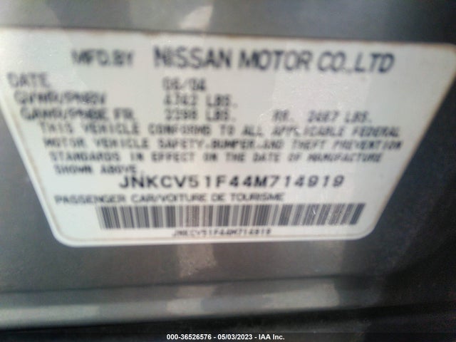 2004 INFINITI G35 SEDAN W/LEATHER VIN: JNKCV51F44M714919