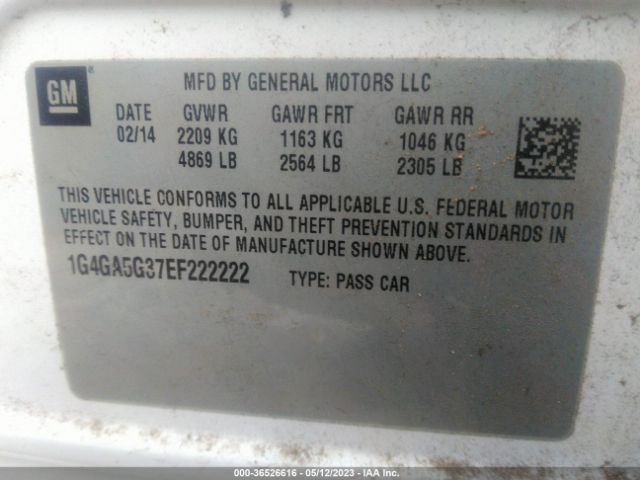 1G4GA5G37EF222222 Buick Lacrosse Base